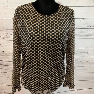 Chico’s Black Tan Polka DotSemi Sheer Top